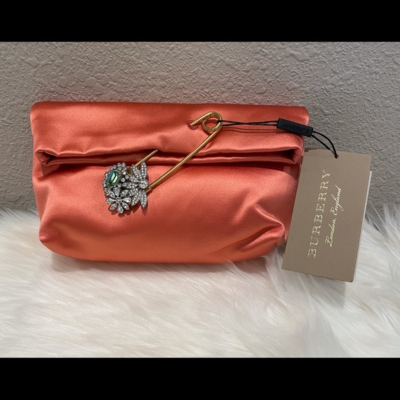 NEW Authentic Burberry Satin Embellished Clutch - Picture 11 of 11